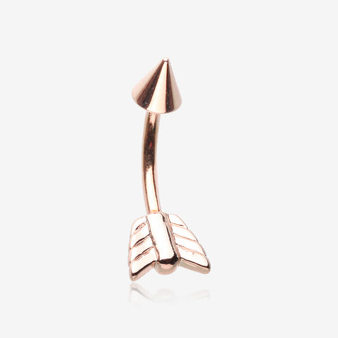 Rose Gold Classic Arrow Steel Curved Barbell Ring