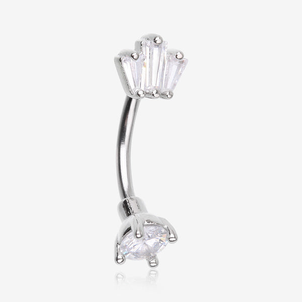 Brilliant Sparkle Majestic Gem Top Curved Barbell-Clear Gem