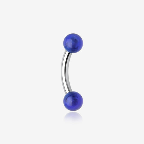 Acrylic Ball Curved Barbell Eyebrow Ring-Blue