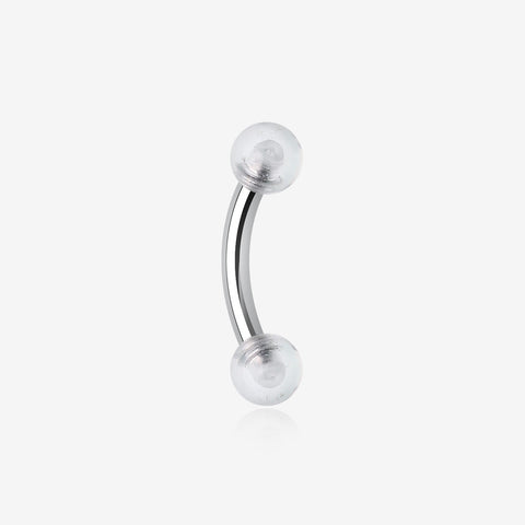 Acrylic Ball Curved Barbell Eyebrow Ring-Clear Gem