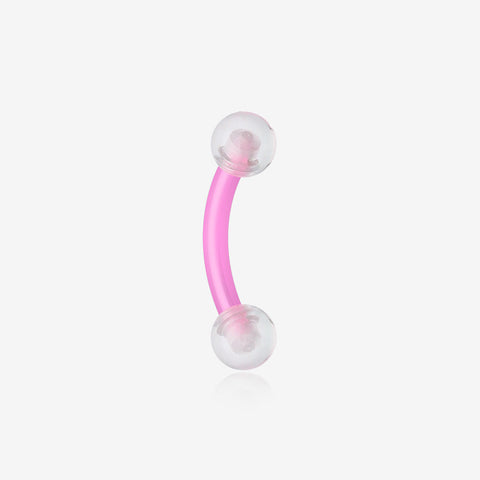 Acrylic Flexible Shaft Curved Barbell Eyebrow Ring-Pink