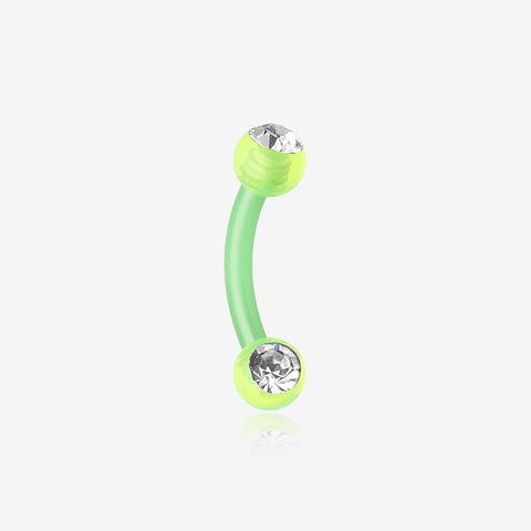 Acrylic Gem Ball Flexible Shaft Curved Barbell Eyebrow Ring-Green/Clear