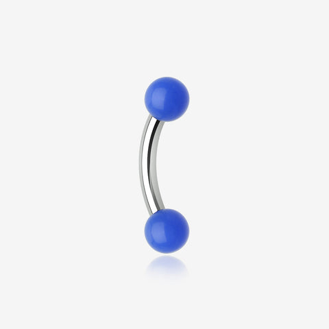 Neon Acrylic Curved Barbell Eyebrow Ring-Blue