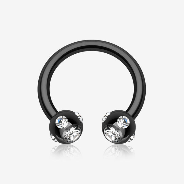 Blackline PVD Aurora Gem Ball Horseshoe Circular Barbell-Black/Clear