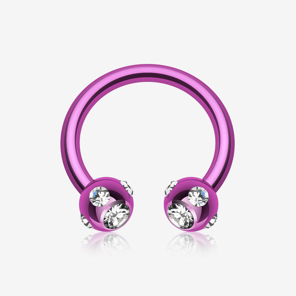 Blackline PVD Aurora Gem Ball Horseshoe Circular Barbell-Purple/Clear