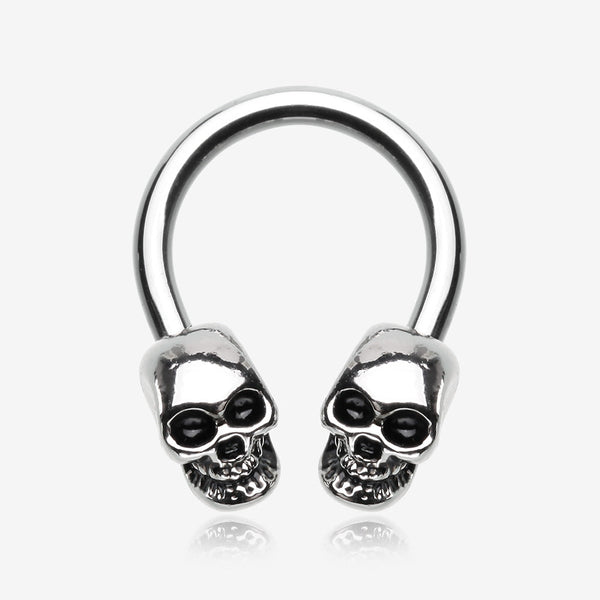 Apocalyptic Skull Horseshoe Circular Barbell