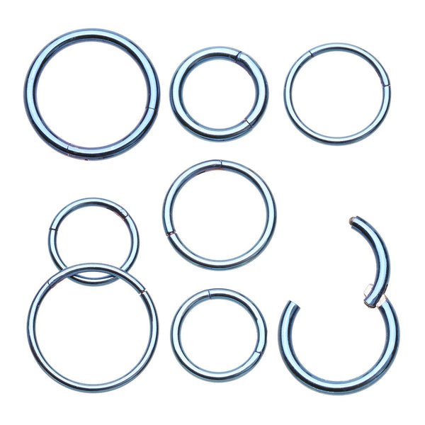 Colorline Steel Seamless Hinged Clicker Hoop Ring-Blue