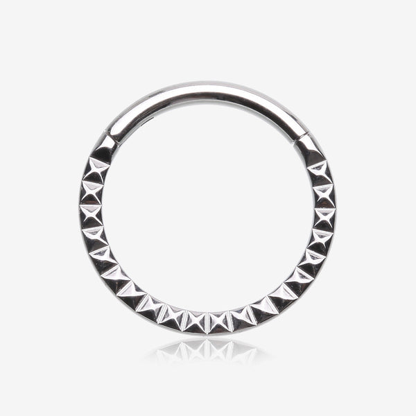 Pyramid Studded Geometric Seamless Clicker Hoop Ring