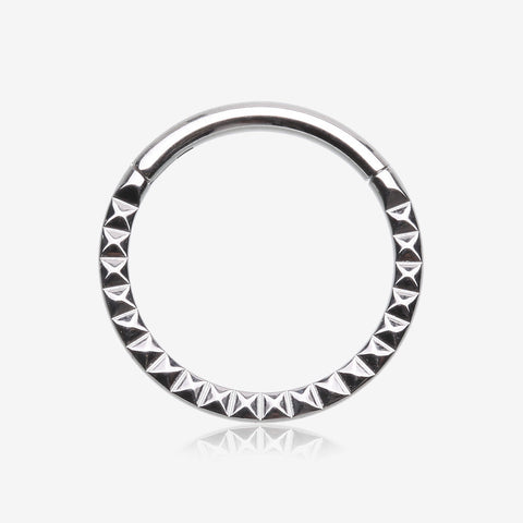 Pyramid Studded Geometric Seamless Clicker Hoop Ring