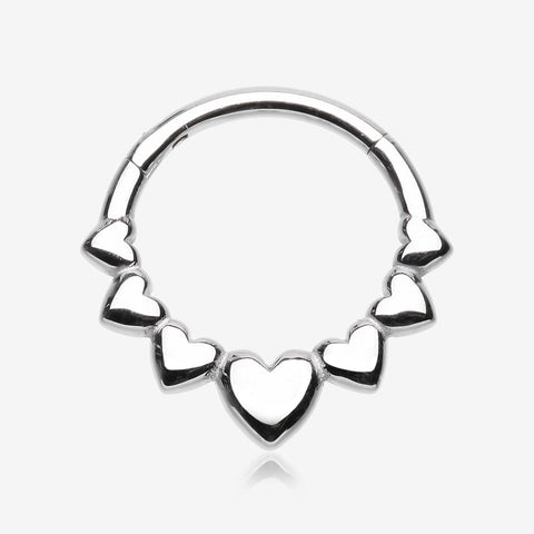 Queen of Hearts Steel Seamless Clicker Hoop Ring