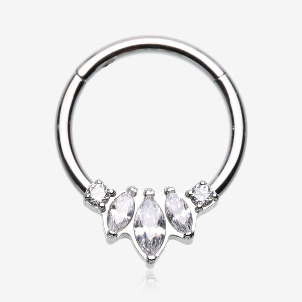 Marquise Brilliance Multi-Gem Sparkle Seamless Clicker Hoop Ring-Clear Gem