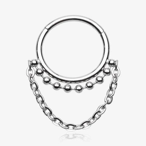 Chained Royal Bali Beads Steel Seamless Clicker Hoop Ring