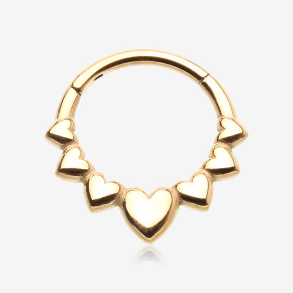 Golden Queen of Hearts Steel Seamless Clicker Hoop Ring