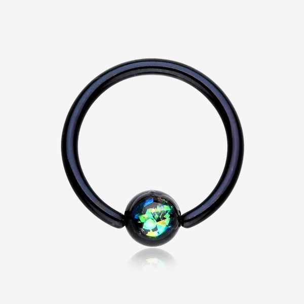 Colorline Opalescent Sparkle Captive Bead Ring-Black