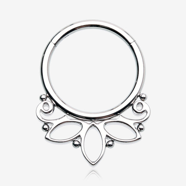 Lotus Floral Filigree Elegance Clicker Hoop Ring