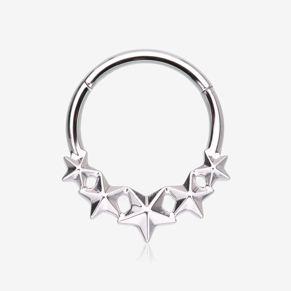 Nautical Star Cascade Steel Clicker Hoop Ring