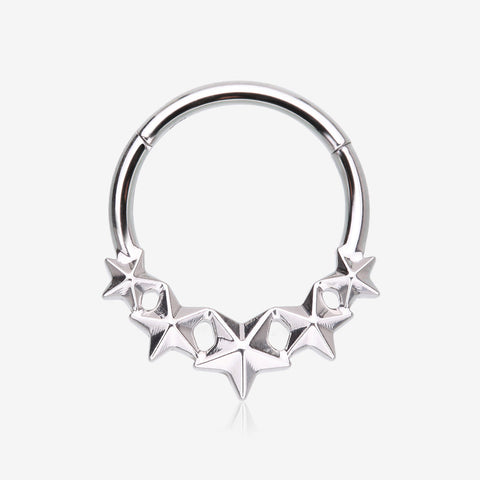 Nautical Star Cascade Steel Clicker Hoop Ring