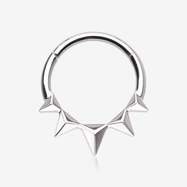 Triangle Pyramid Studded Spike Steel Clicker Hoop Ring