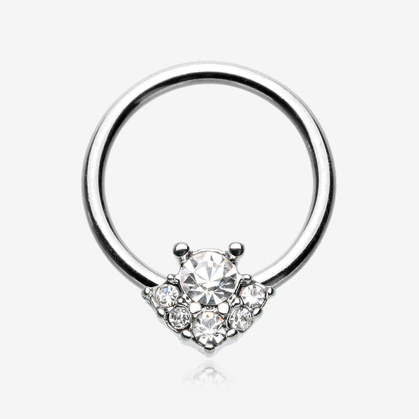 Elegance Dazzle Sparkle Captive Bead Ring-Clear Gem