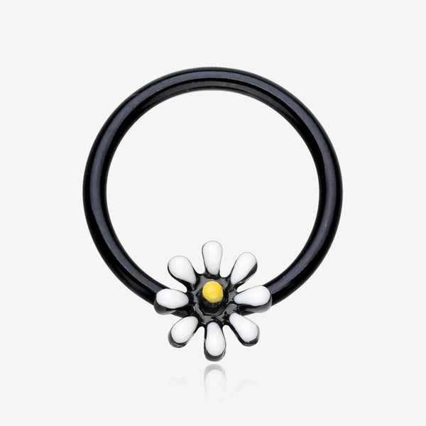 Blackline Adorable Daisy Flower Captive Bead Ring-Black/White/Yellow