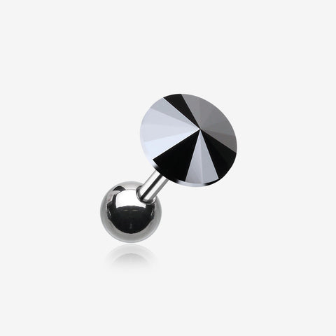 Pointy Faceted Crystal Cartilage Earring-Hematite