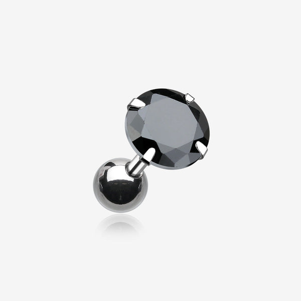 Round Gem Crystal Cartilage Earring-Black