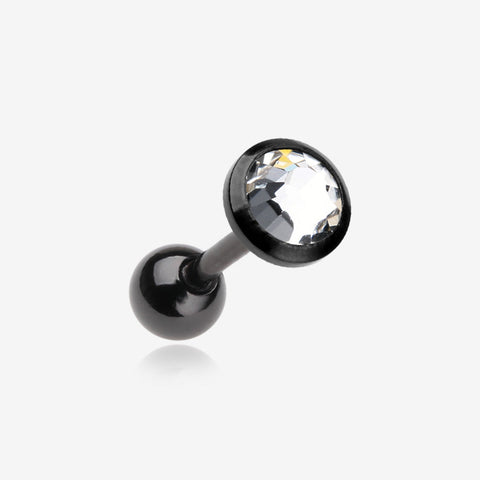 Colorline Gem Sparkle Cartilage Tragus Earring-Black/Clear