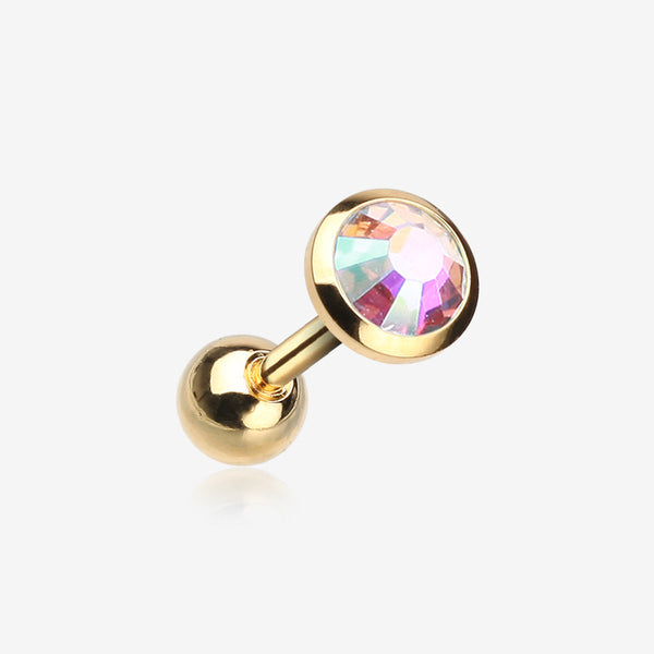 Golden Gem Sparkle Cartilage Tragus Earring-Aurora Borealis