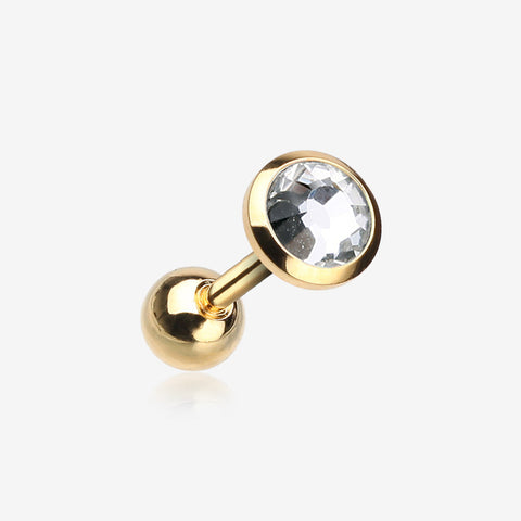 Golden Gem Sparkle Cartilage Tragus Earring-Clear Gem