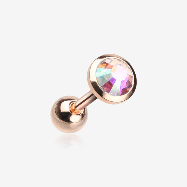 Rose Gold Gem Sparkle Cartilage Tragus Earring-Aurora Borealis