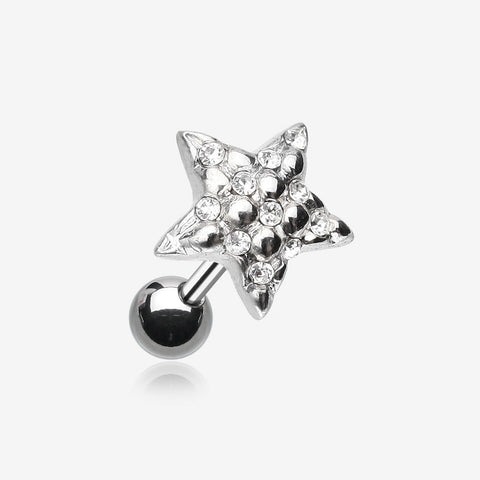 Fluffy Star Multi-Gem Cartilage Earring-Clear Gem