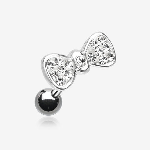 Multi-Gem Sparkle Bow Tie Cartilage Earring-Clear Gem