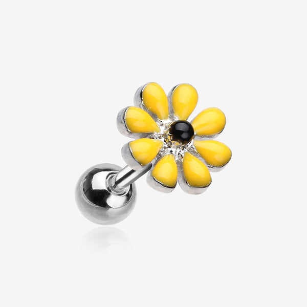 Spring Blossom Flower Cartilage Tragus Earring-Yellow/Black