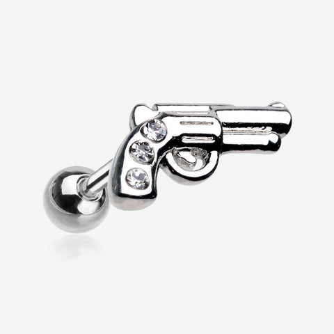 Sparkle Pistol Cartilage Tragus Earring-Clear Gem