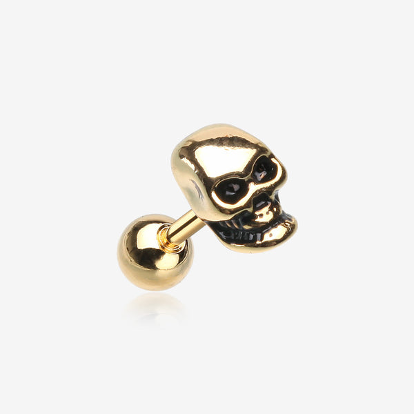 Golden Apocalyptic Skull Cartilage Tragus Barbell