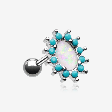 Elegant Opal Turquoise Cartilage Tragus Earring-Turquoise/White