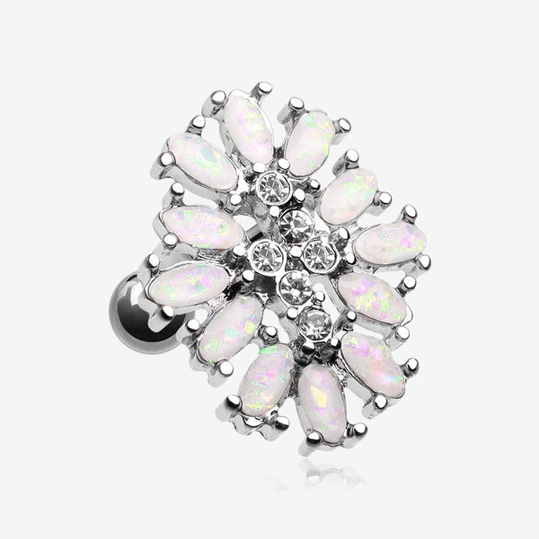 Opal Gliia Delight Flower Cartilage Tragus Earring-White/Clear