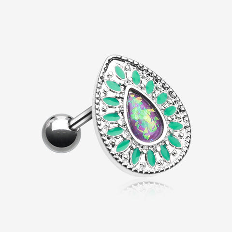 Chakra Opal Cartilage Tragus Earring-Teal/Purple