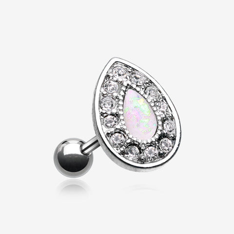 Opal Avice Cartilage Tragus Earring-Clear Gem/White