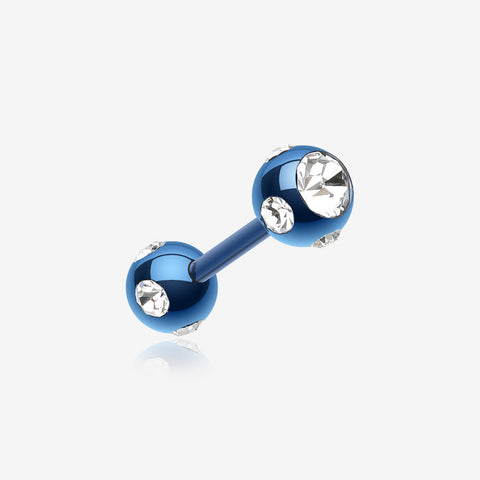 Colorline PVD Double Aurora Gem Ball Steel Cartilage Tragus Barbell-Blue/Clear