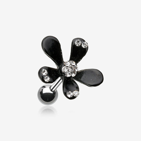 Spring Flower Bloom Cartilage Earring-Black