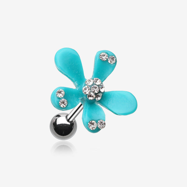 Spring Flower Bloom Cartilage Earring-Light Blue