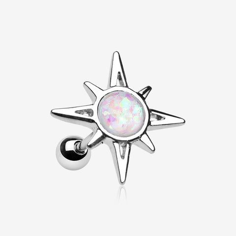 Cosmic Sunburst Opal Cartilage Tragus Earring-White