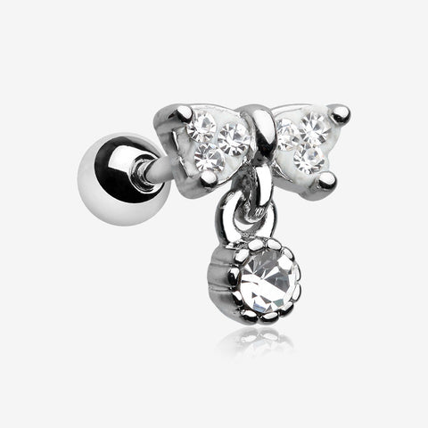 Sparkle Dangle Bow-Tie Cartilage Tragus Barbell-Clear Gem