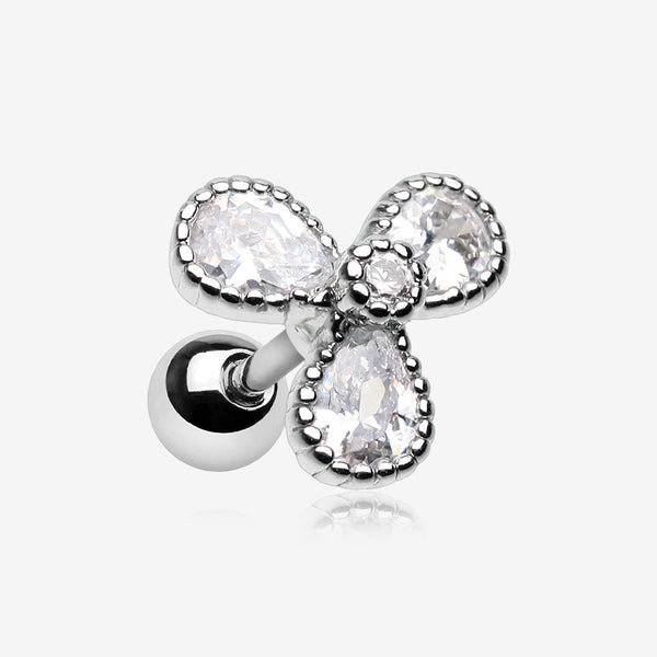 Shimmering Dayflower Cartilage Tragus Earring-Clear Gem