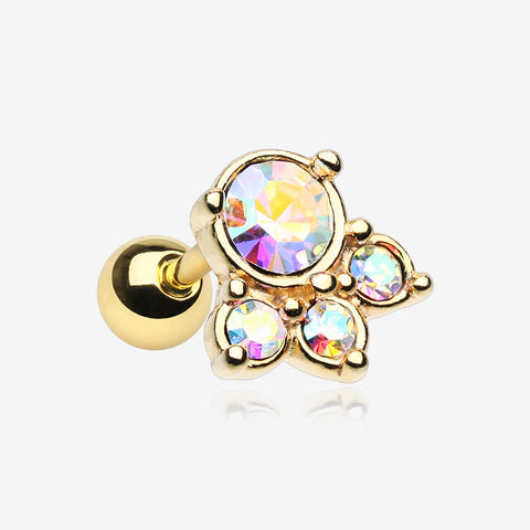 Golden Royal Majestic Cartilage Tragus Earring-Aurora Borealis