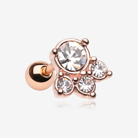 Rose Gold Royal Majestic Cartilage Tragus Earring-Clear Gem