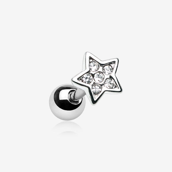 Dainty Sparkle Star Cartilage Tragus Earring-Clear Gem