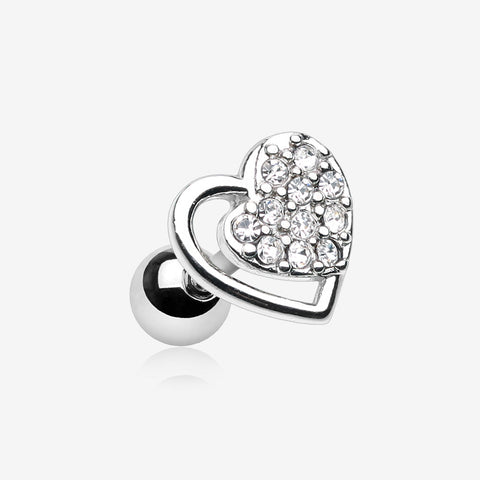 Sparkle Glam Heart Cartilage Tragus Earring-Clear Gem