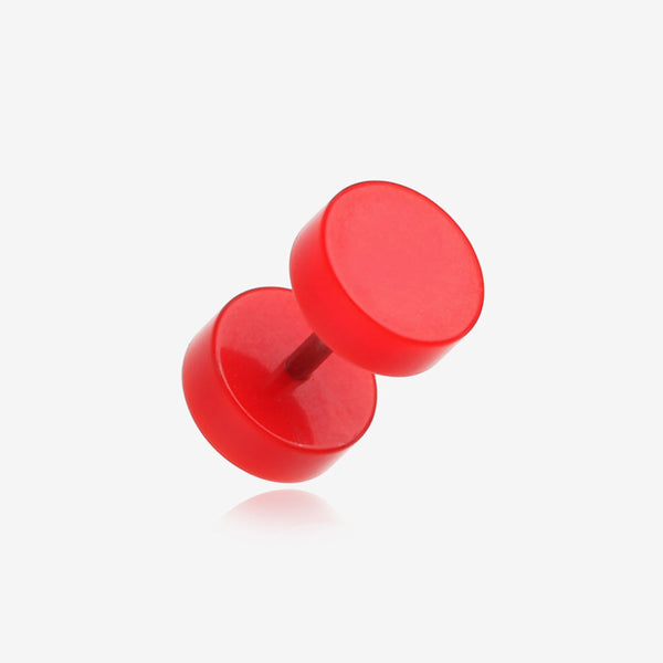 A Pair of Solid Acrylic Faux Gauge Plug Earring-Red